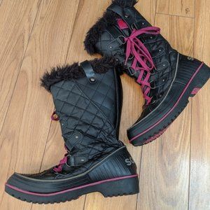 Sorel Womens Tivoli Twist NL2095-010 Black Pink Mid Calf Snow Boots